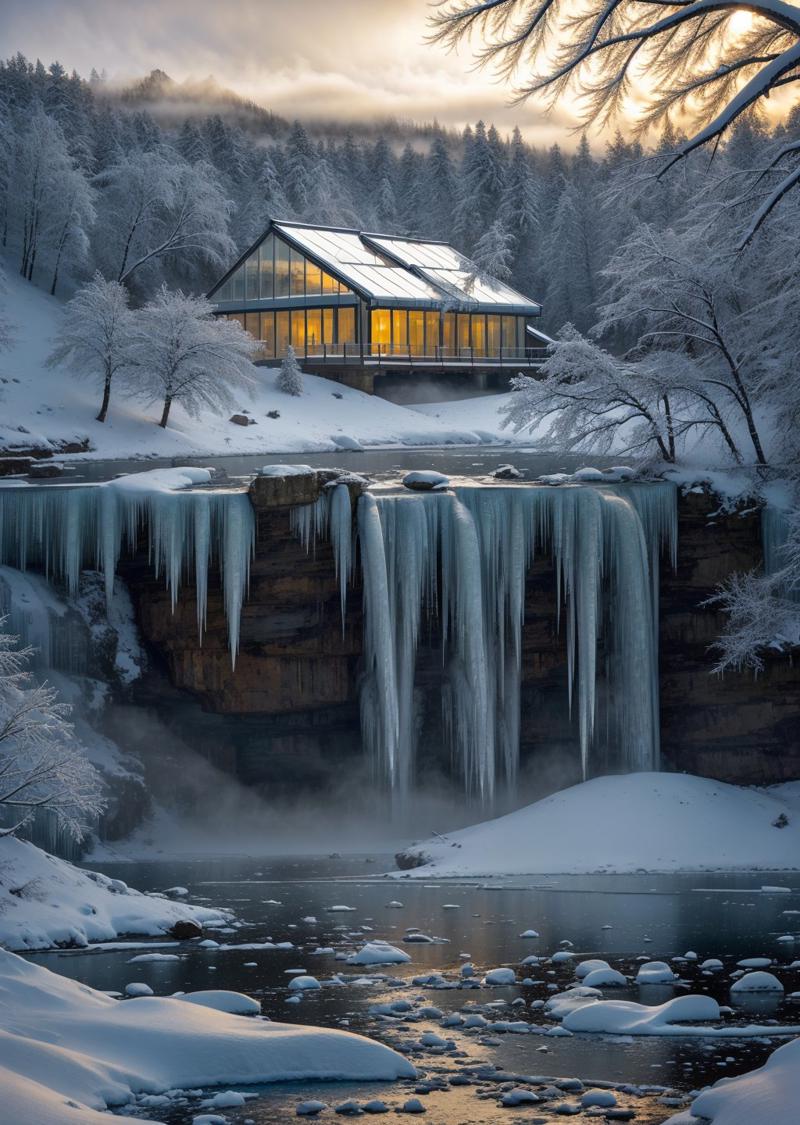 00246-1423236444-((best quality)),((masterpiece)),((realistic)),winter,snowtree,snow,waterfall,lake,river,ice,icetree,wind,falling snow,oldbridge.jpg